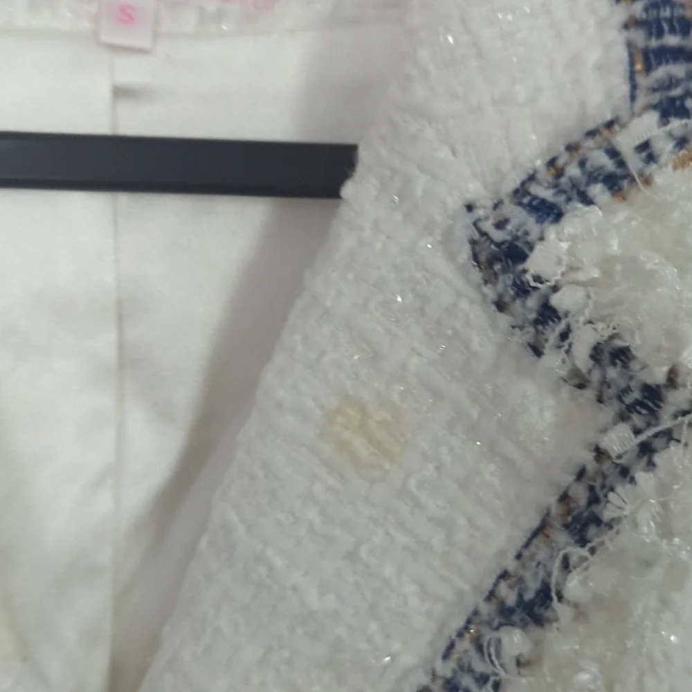 New Boutique dabuwawa tweed white blazer jacket XS / S - Picture 3 of 3